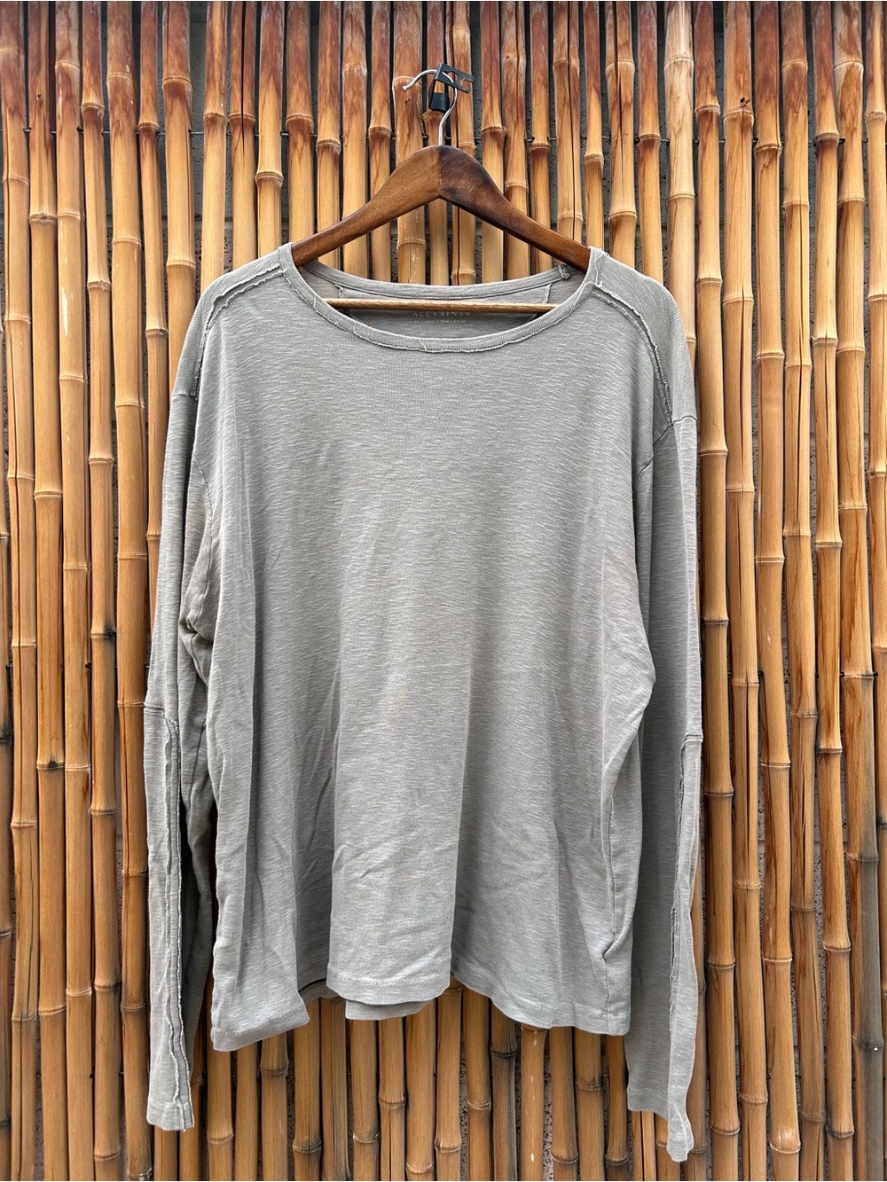 AllSaints Men's Long Sleeve Crewneck Shirt - Light Gray